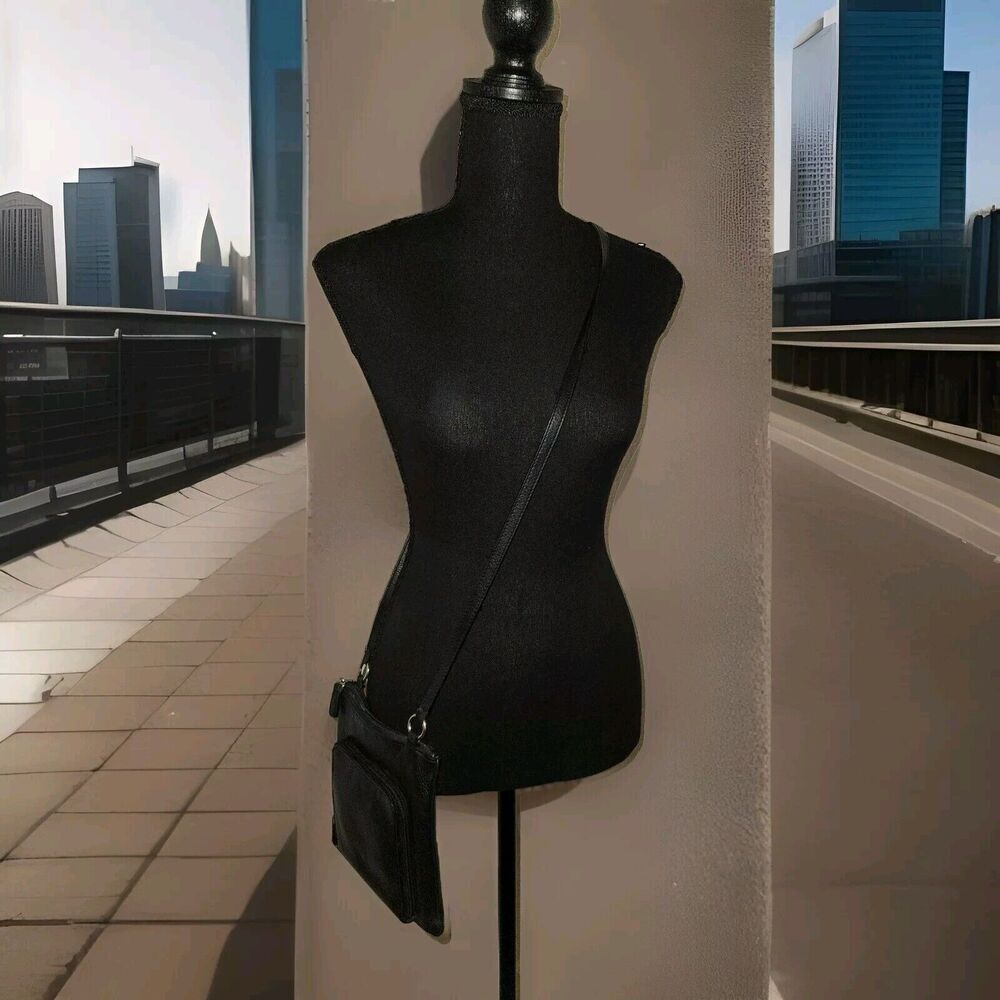 FOSSIL Women's Leather Crossbody Bag Organizer Black 8x8.5